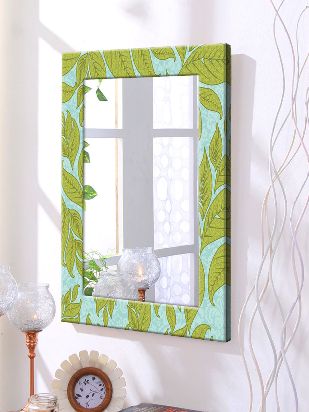 

999Store Green & Blue Framed Wall Mirror