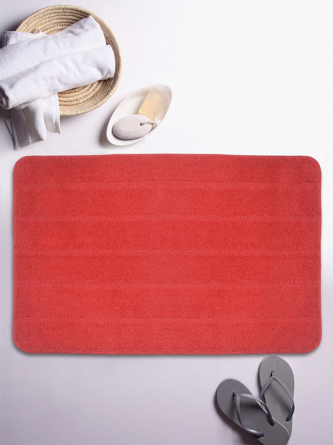 

BIANCA Red Solid Microfibre Anti Skid & HD Rubber Backing 1300 GSM Bath Rug