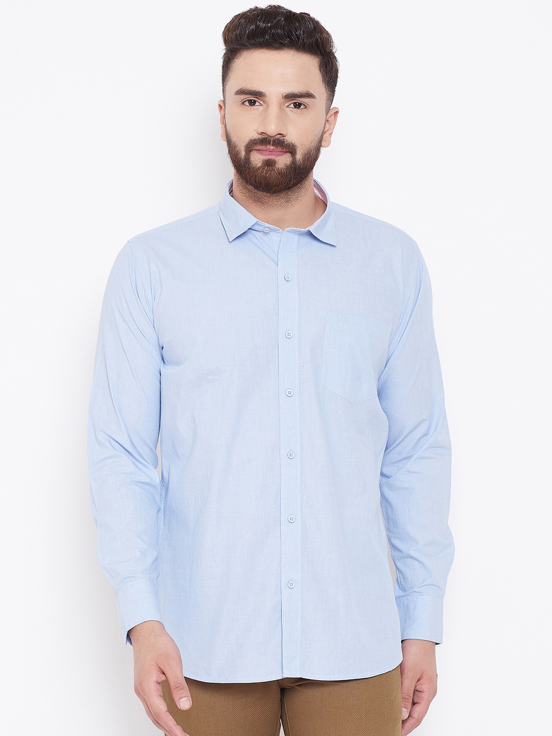 

Duke Men Blue Regular Fit Solid Casual Shirt