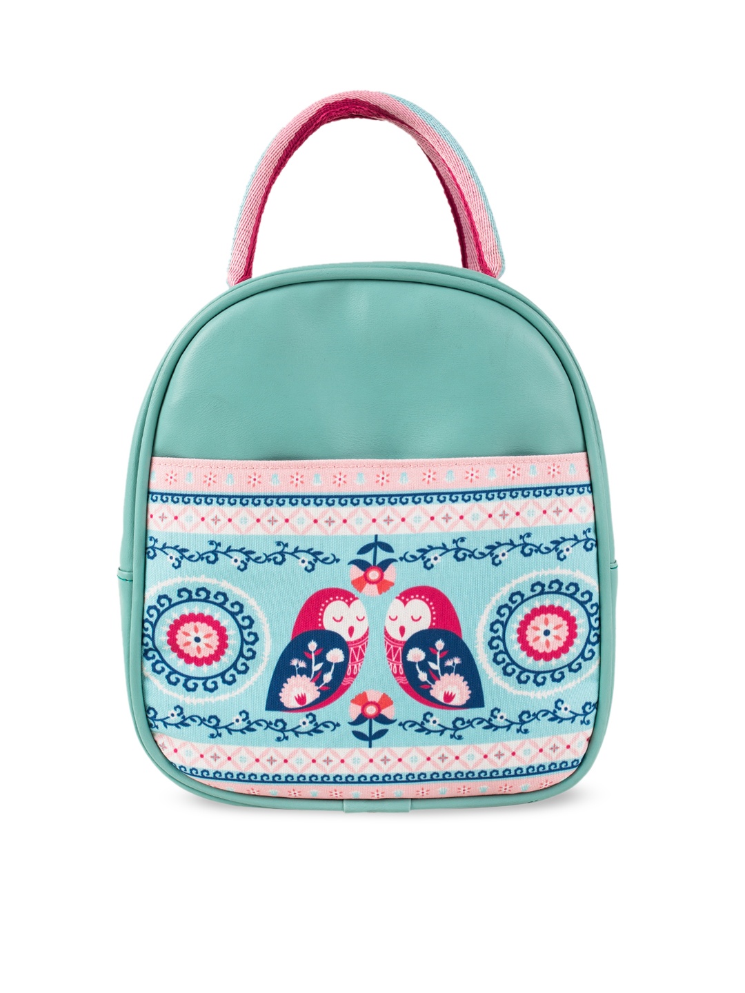 

Chumbak Teal Printed Leather Handheld Bag