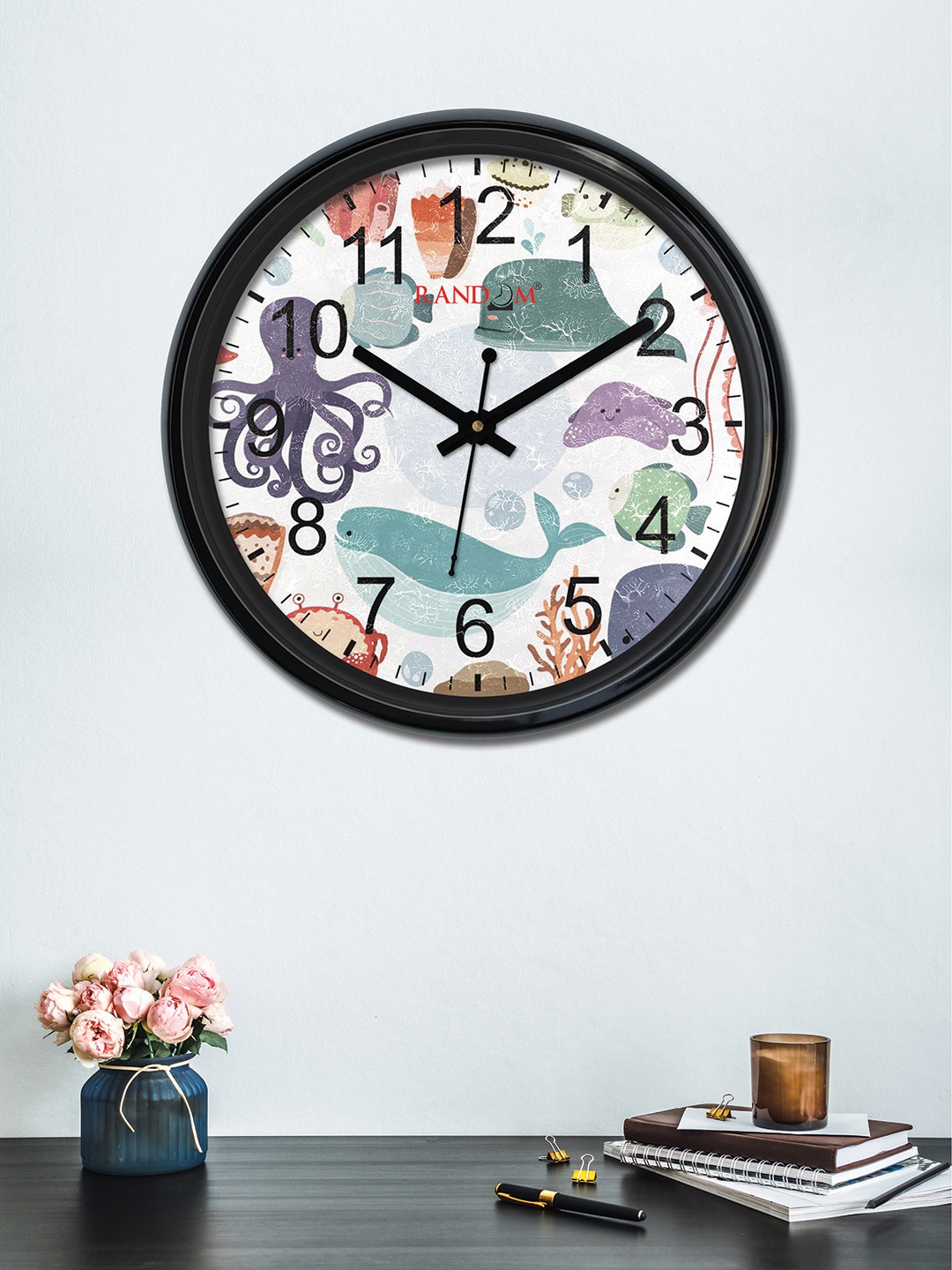 

RANDOM White & Green Round Printed 30 x 30 cm Analogue Wall Clock