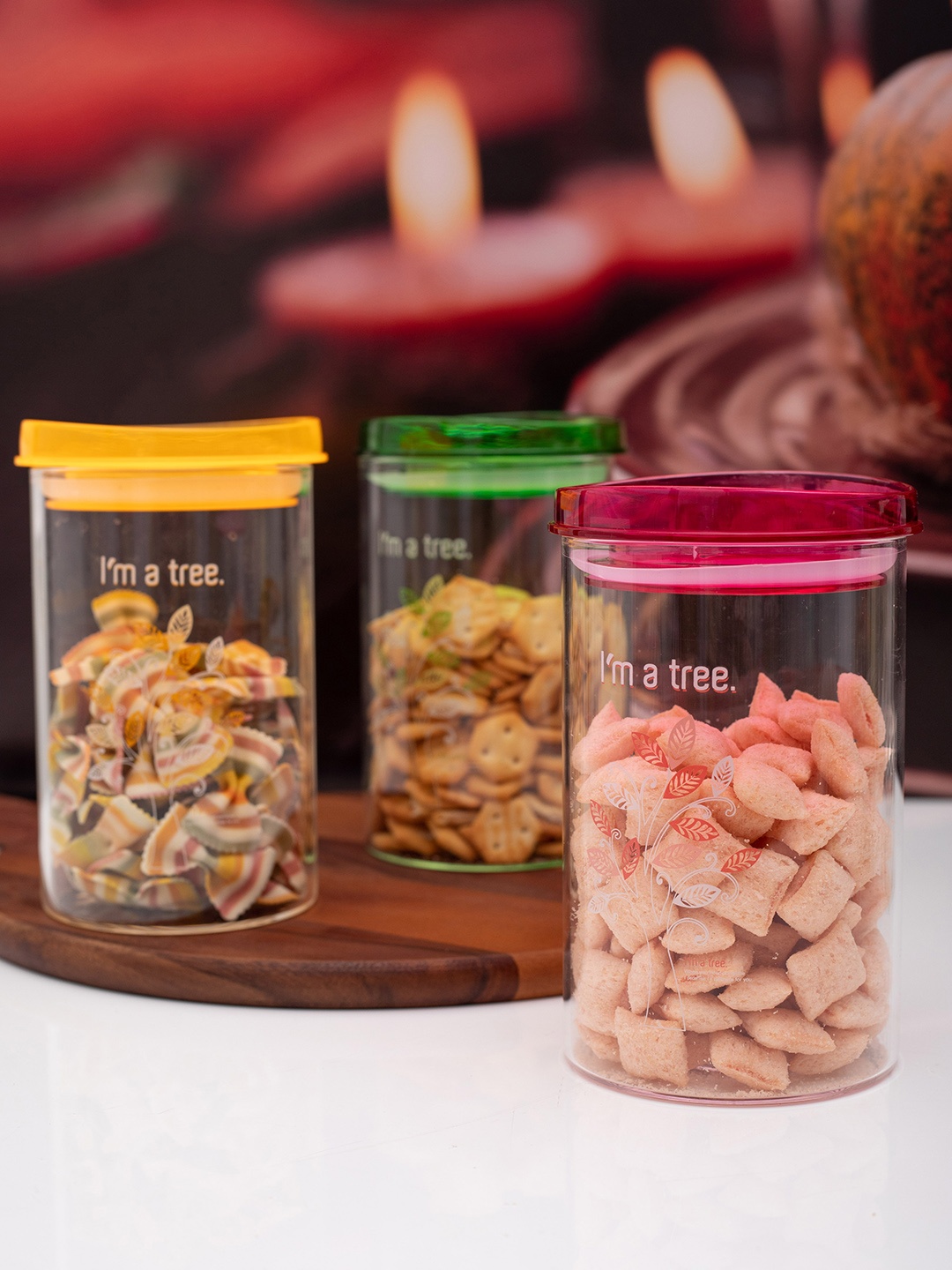 

GOODHOMES Multicoloured Set of 3 Glass Storage Canister Jars, Multi