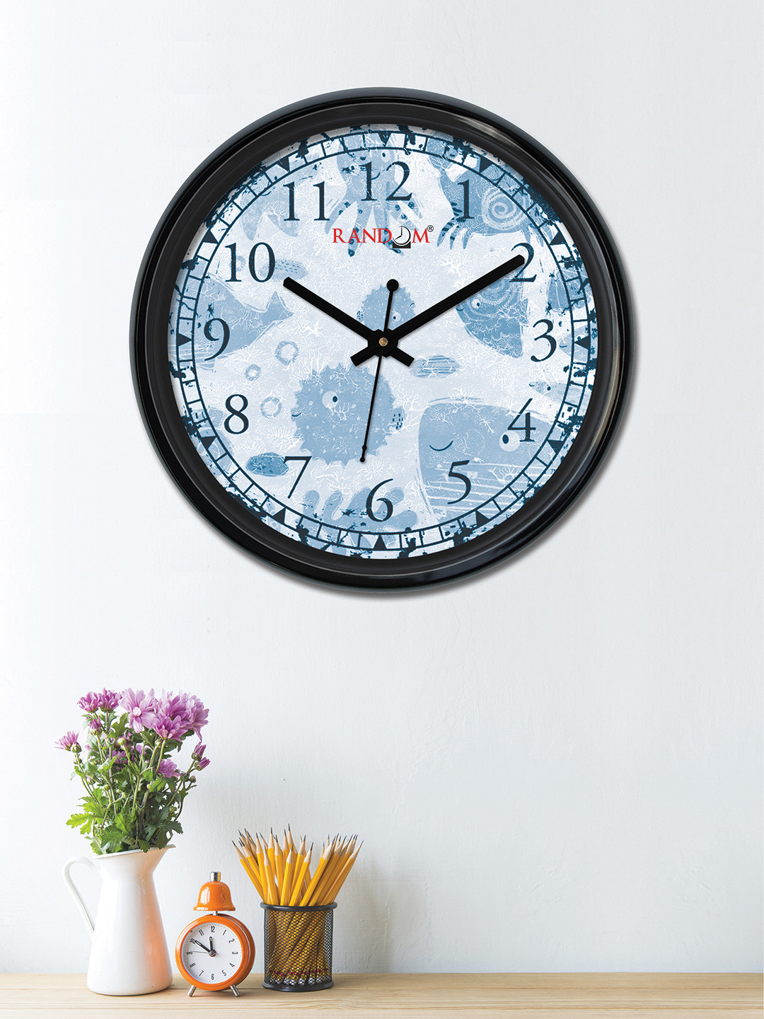 

RANDOM Off-White & Blue Round Printed 30 x 30 cm Analogue Wall Clock