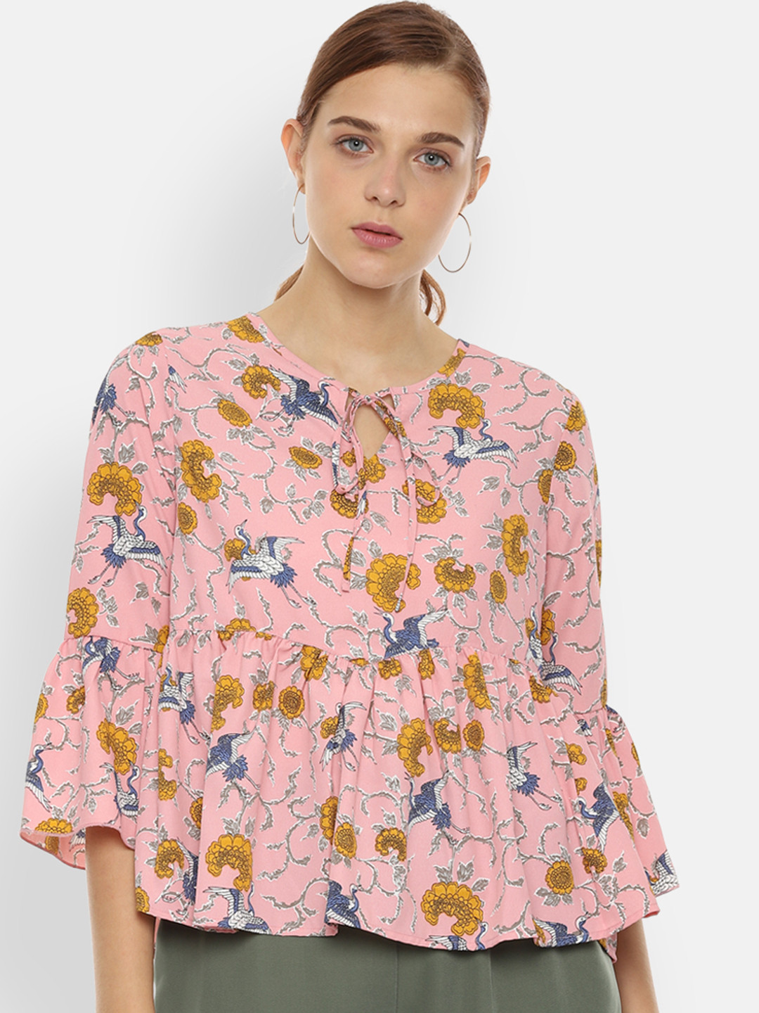 

Van Heusen Woman Women Pink Printed Peplum Top
