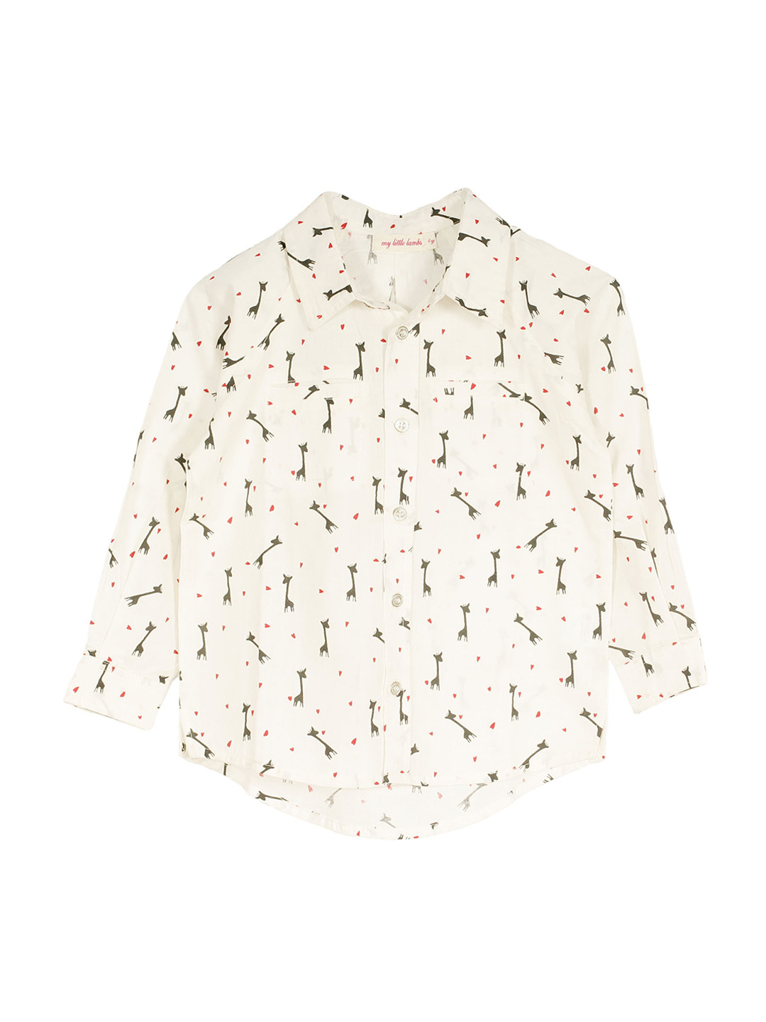 

My Little Lambs Boys White & Black Regular Fit Printed Casual Shirt