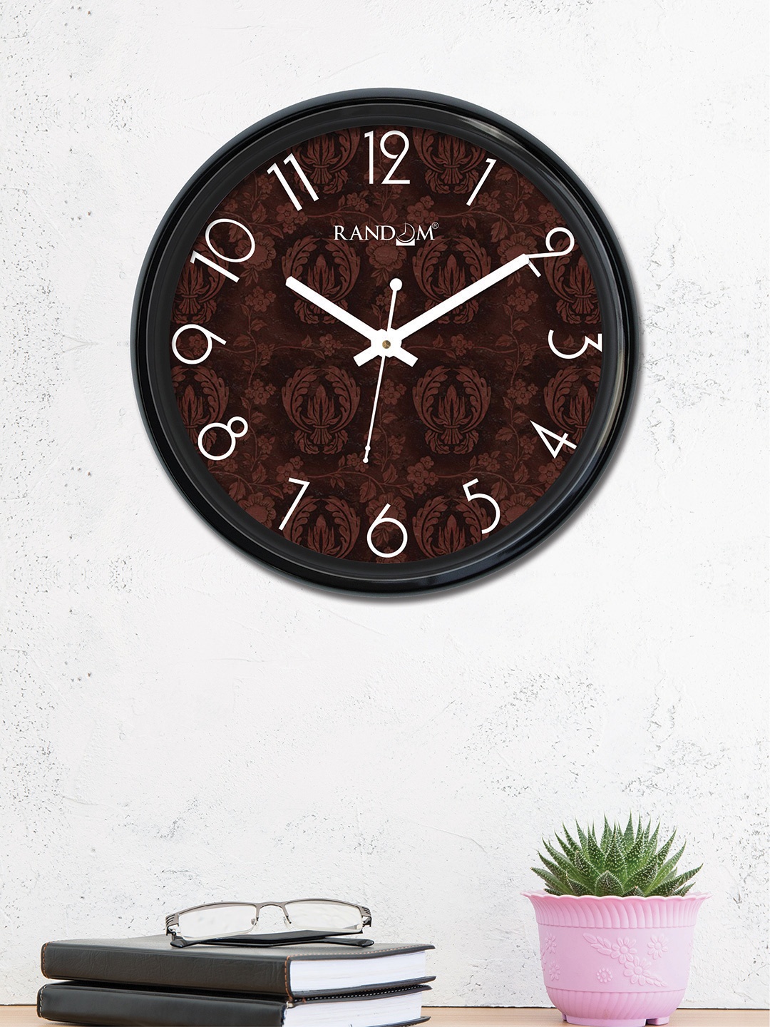 RANDOM Coffee Brown Round Printed 30 x 30 cm Analogue Wall Clock
