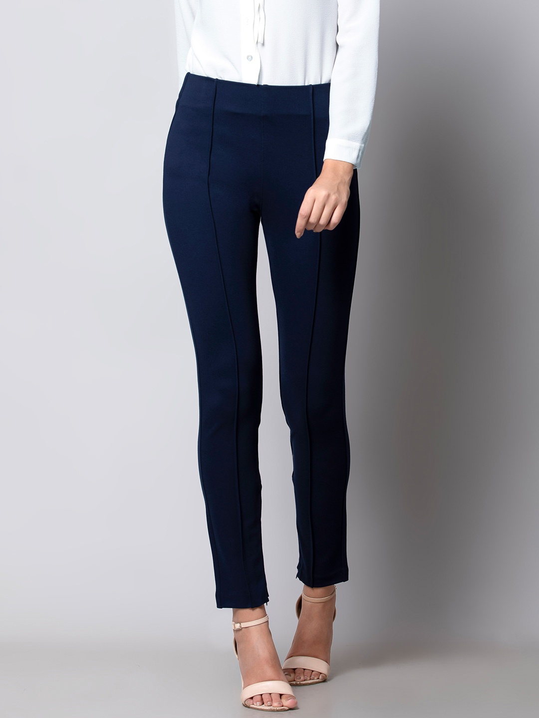 

FabAlley Women Blue Solid Slim Fit Treggings