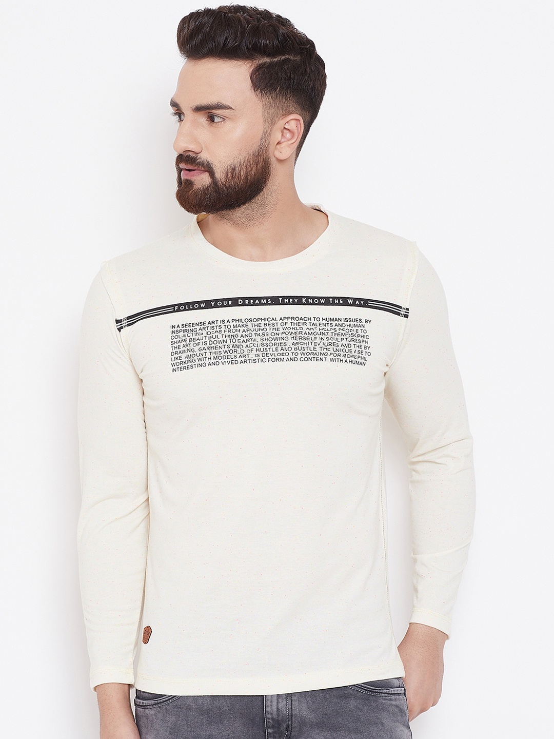 

Duke Men Off-White Printed Round Neck T-shirt