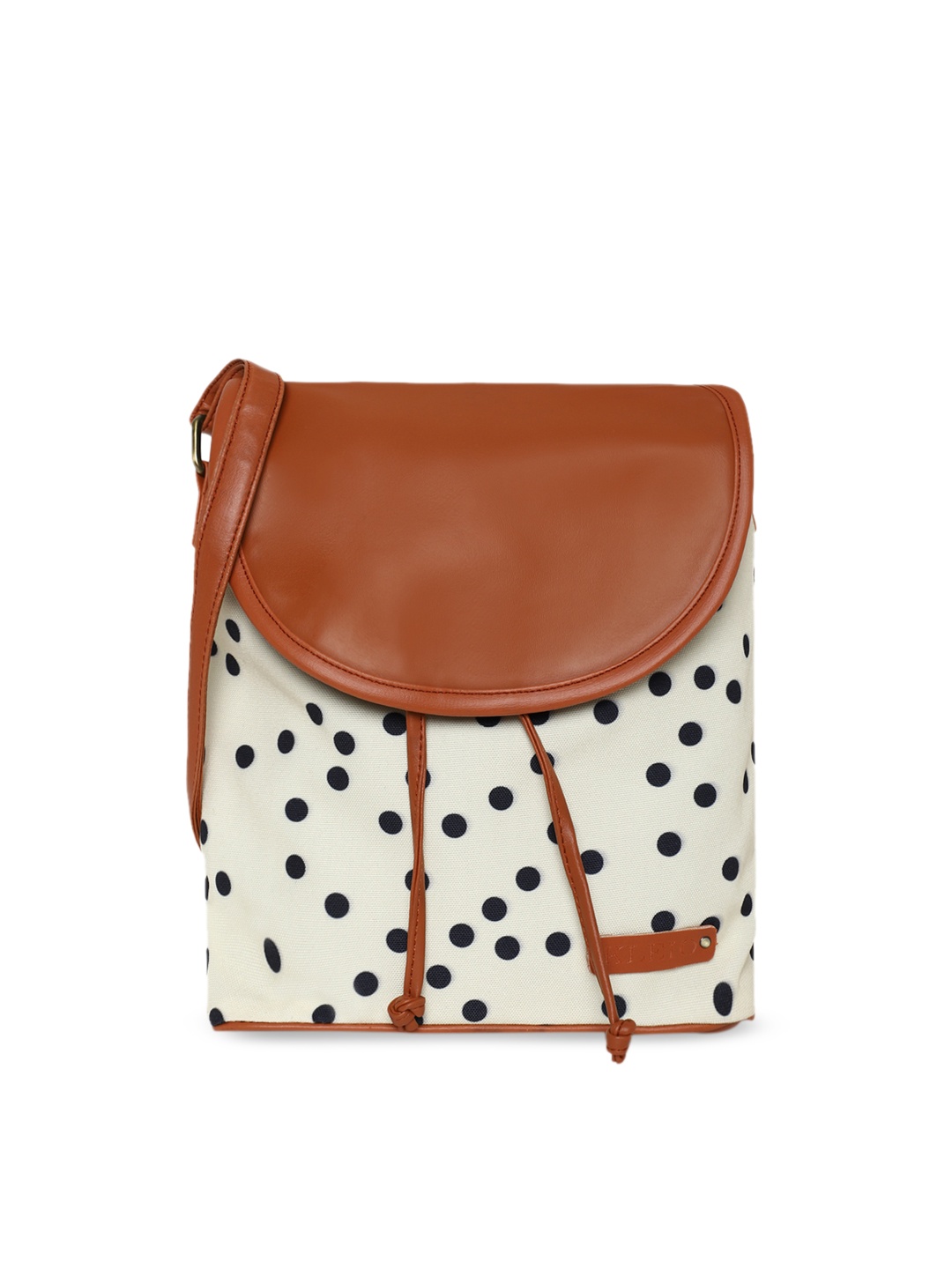 

KLEIO Women Polka Dot Canvas Crossbody Sling Bag, Cream