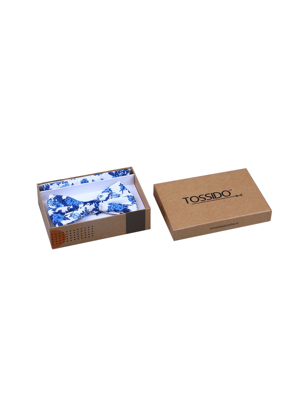 

Tossido Blue Printed Bow Tie & Pocket Square