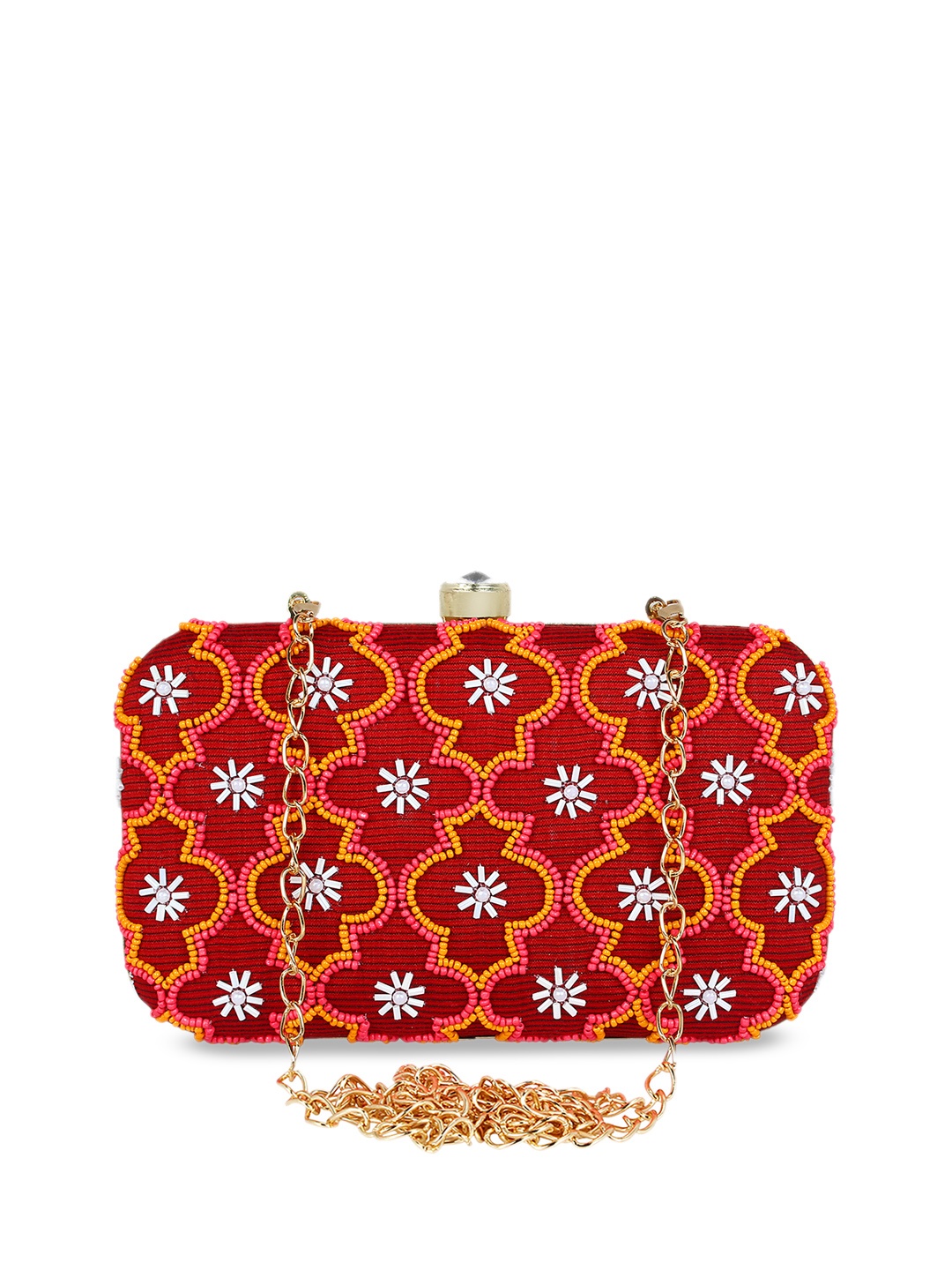 

Anekaant Maroon Embellished Clutch