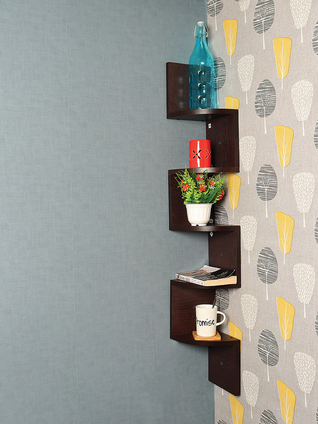 

RANDOM Brown MDF Corner Wall Shelf