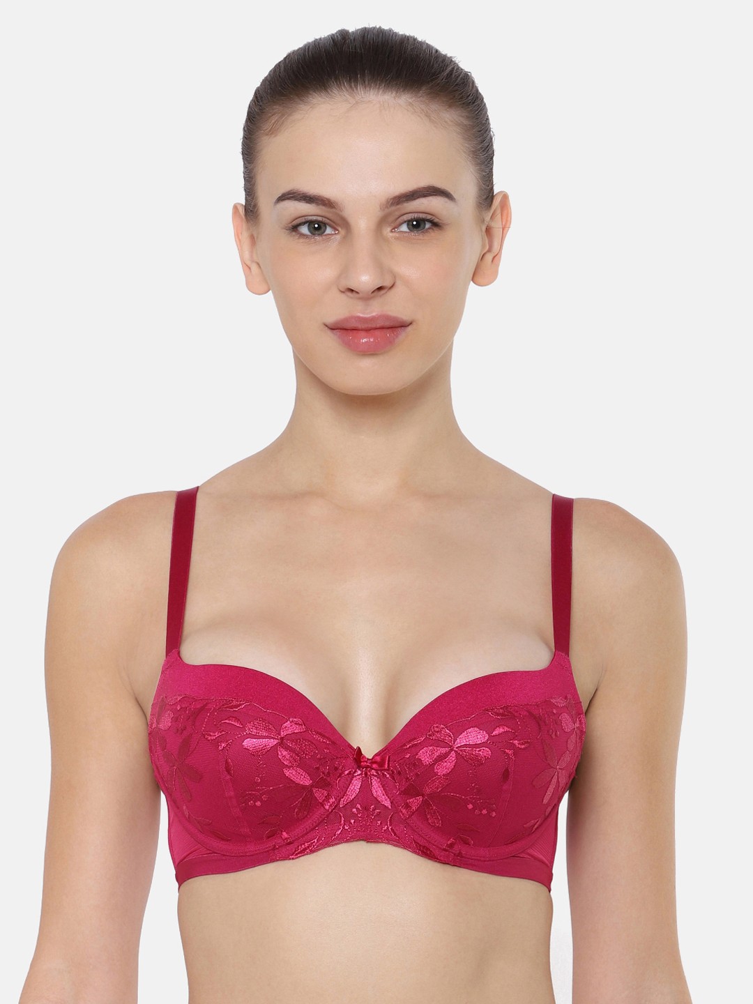 

Triumph Fuchsia Lace Underwired Lightly Padded Balconette Bra 123I156