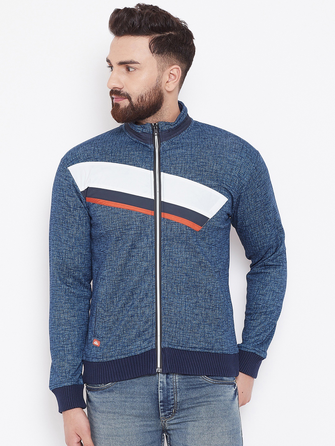 

Duke Men Blue Colourblocked Sweatshirt