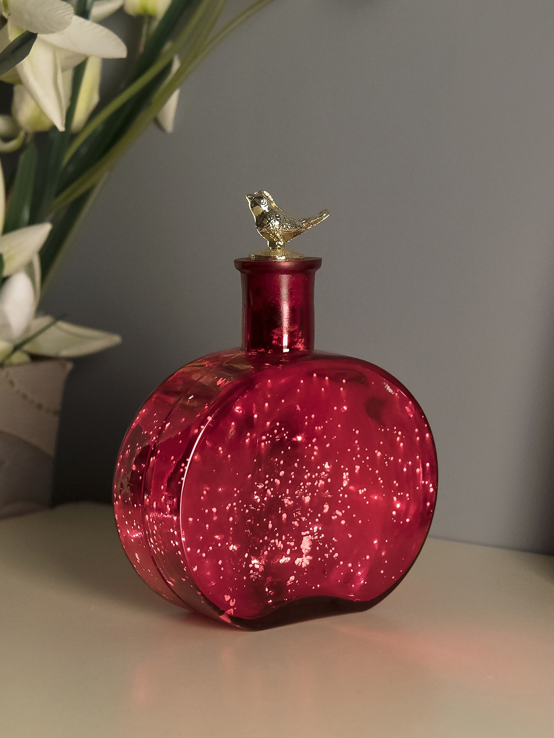 

Homesake Red Solid Handcrafted Round Bottle Lamp