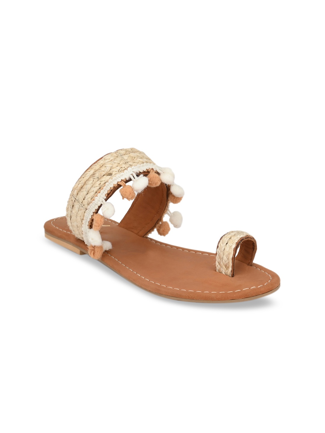 

AADY AUSTIN Women Beige Textured Open Toe Flats