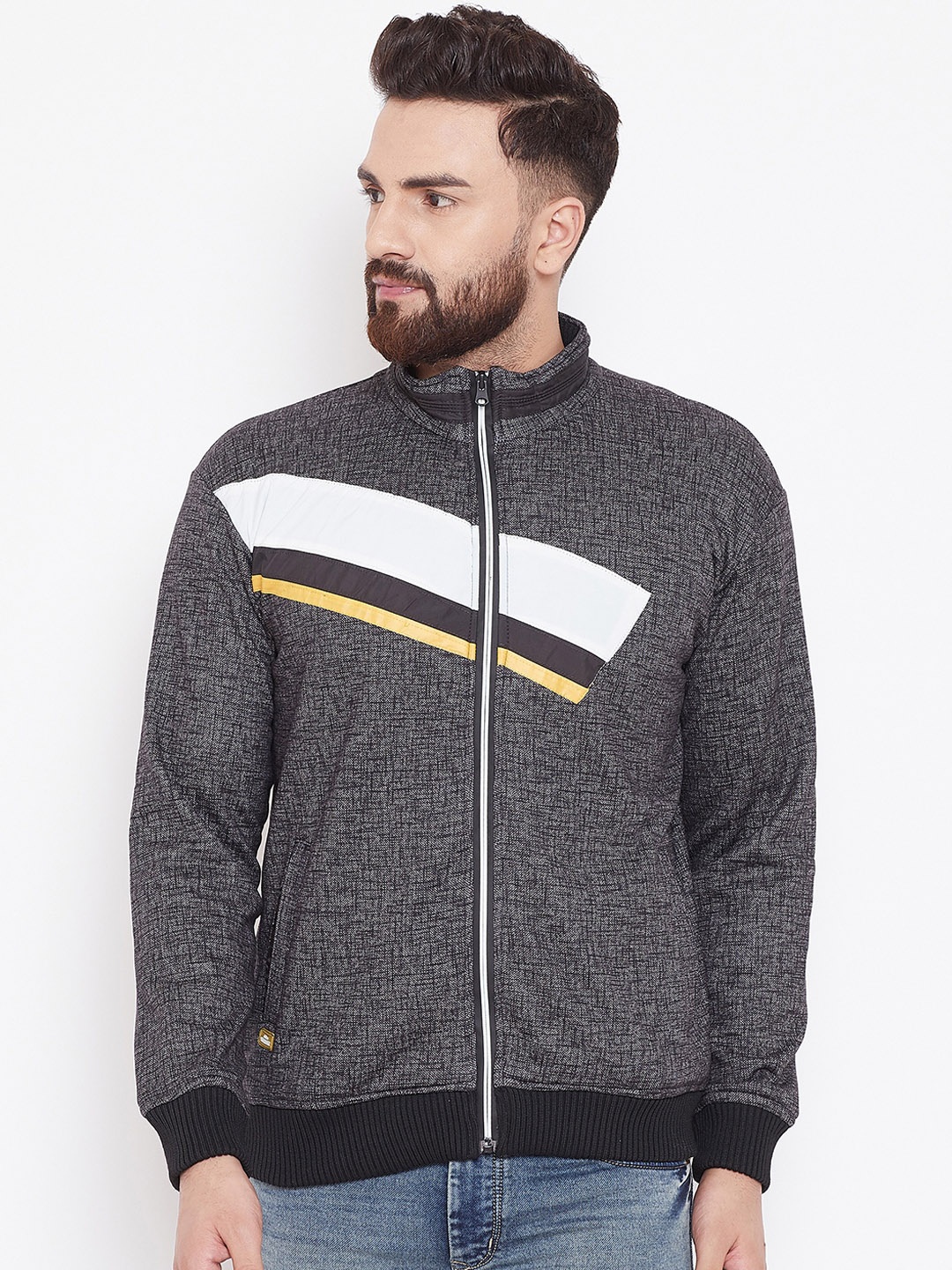 

Duke Men Grey Colourblocked Sweatshirt