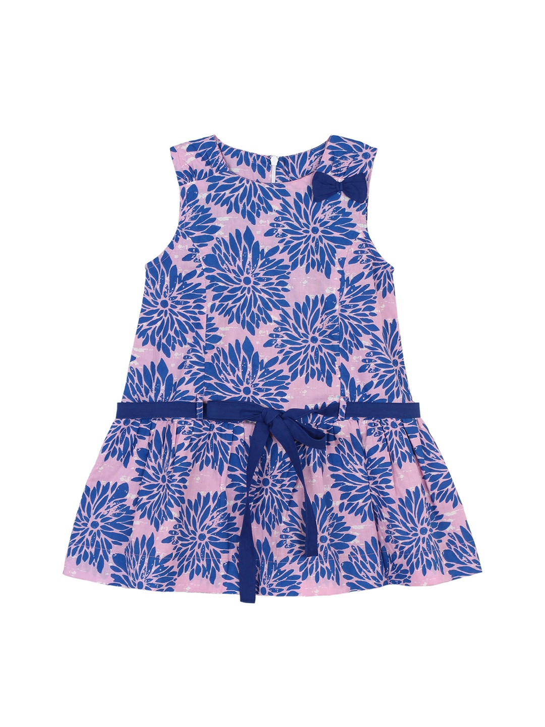 

My Little Lambs Girls Pink & Blue Printed A-Line Dress