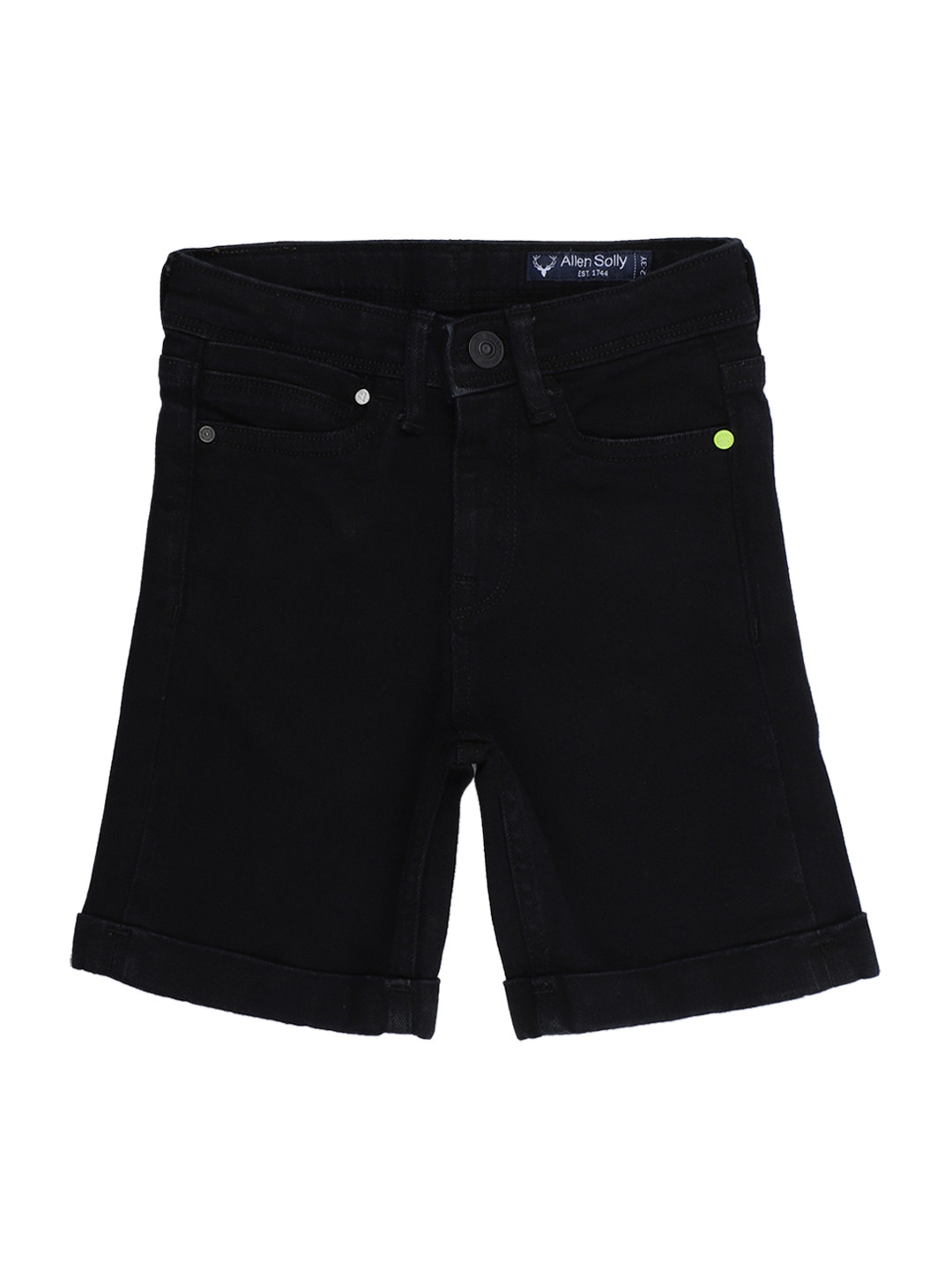 

Allen Solly Junior Boys Black Solid Regular Fit Denim Shorts