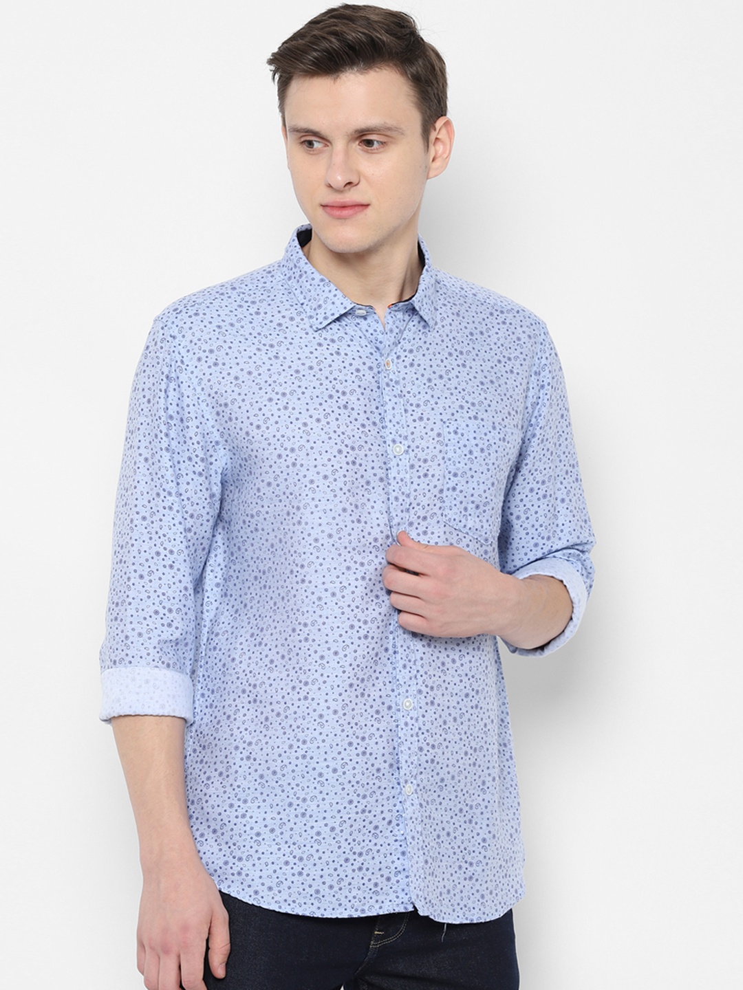 

People Men Blue Regular Fit Printed Casual Shirt