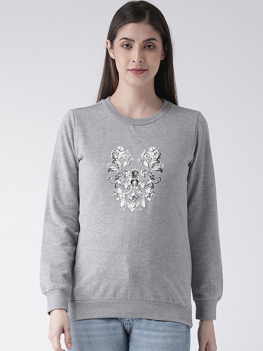 

The Vanca Women Grey Printed Sweatshirt