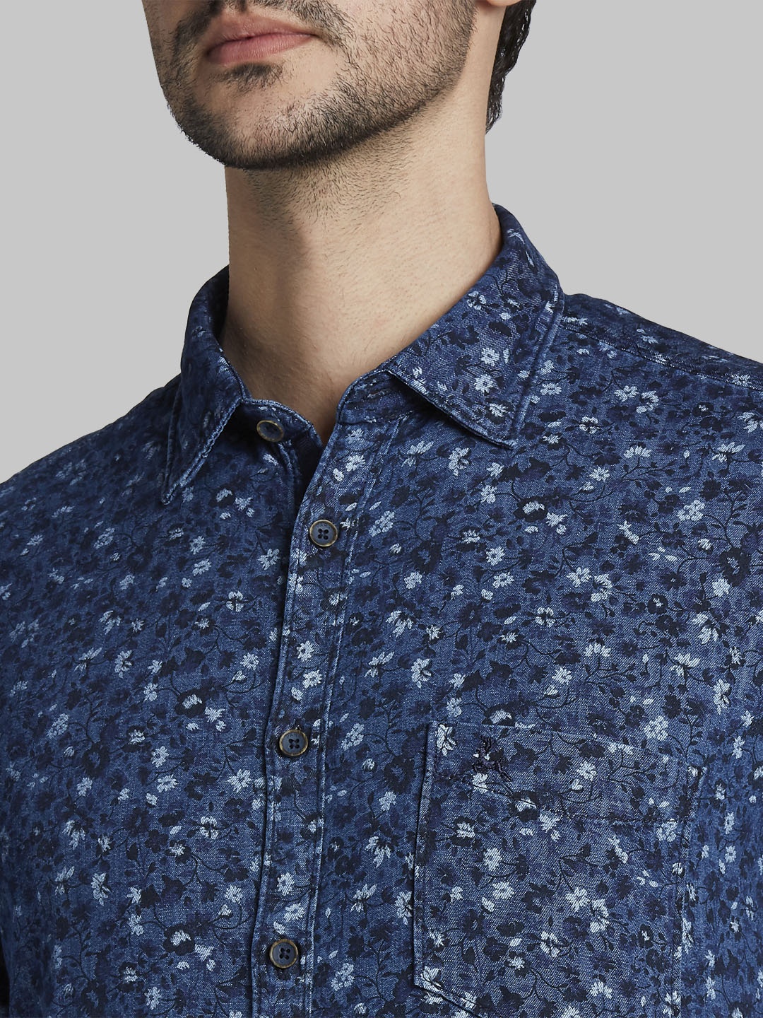 

Parx Men Blue Slim Fit Printed Casual Shirt