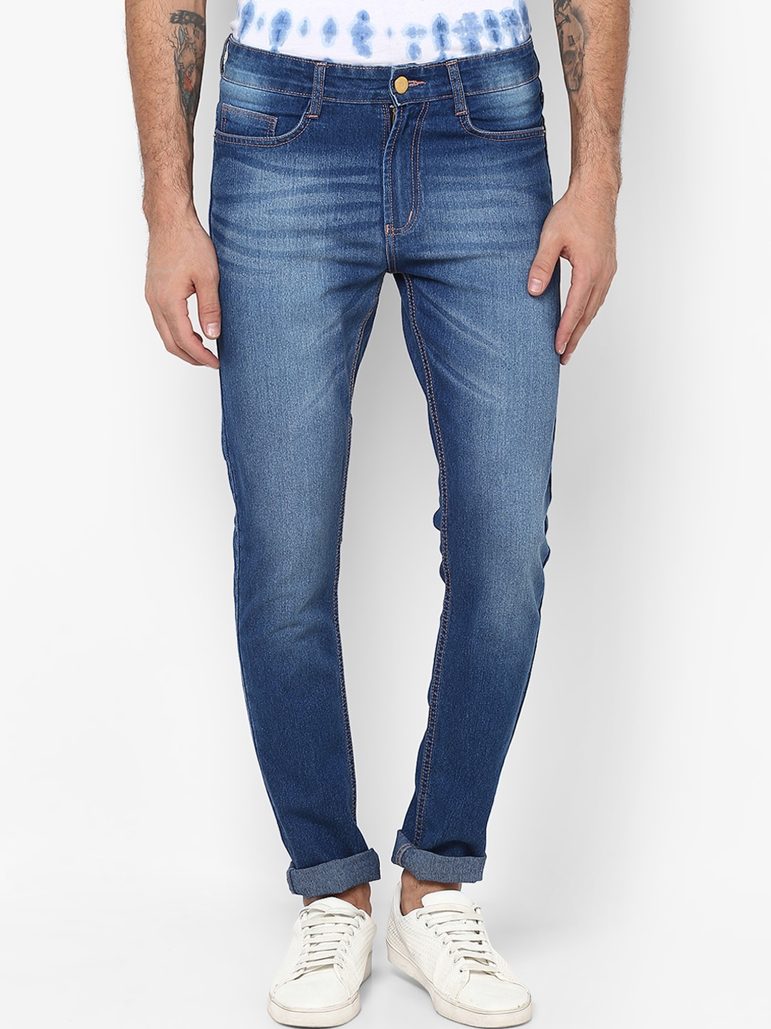 Urbano Fashion Men Blue Slim Fit Mid-Rise Clean Look Stretchable Jeans