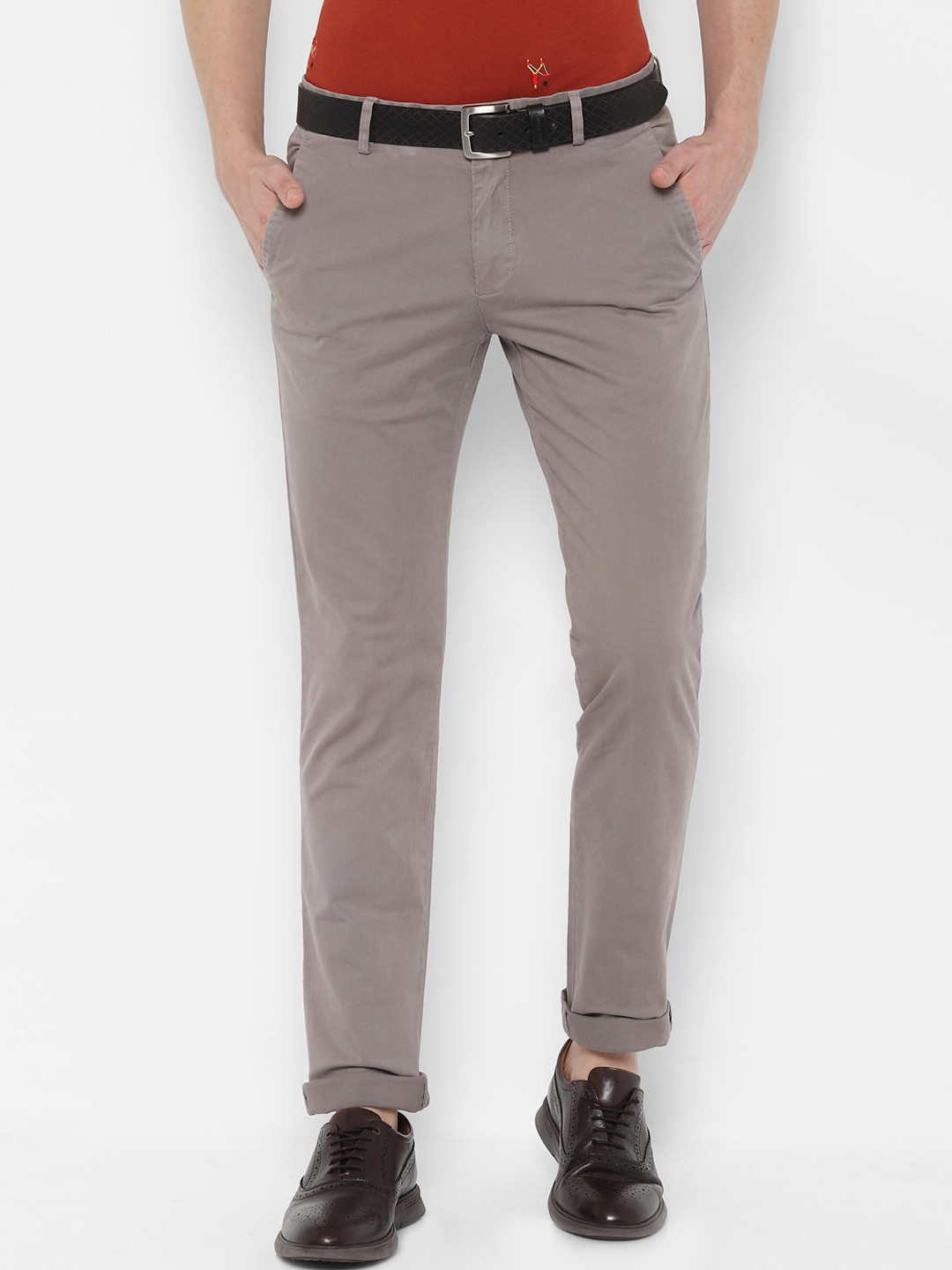 

SIMON CARTER LONDON Men Taupe Slim Fit Solid Regular Trousers
