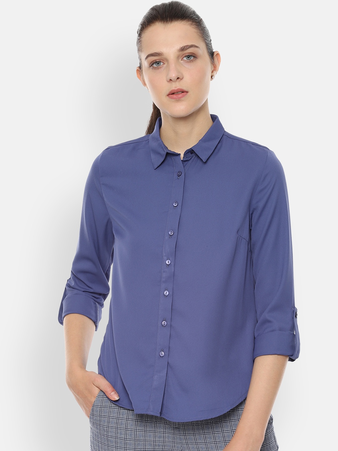 

Van Heusen Woman Women Blue Regular Fit Solid Casual Shirt