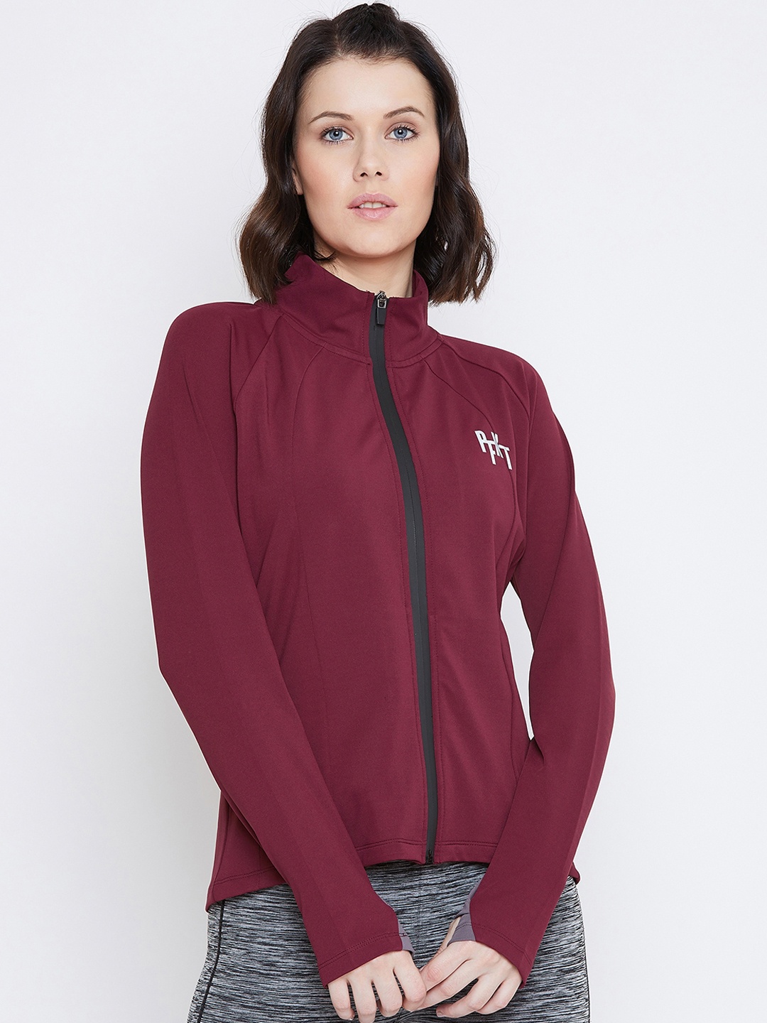 

PERFKT-U Women Red Solid Sweatshirt, Maroon