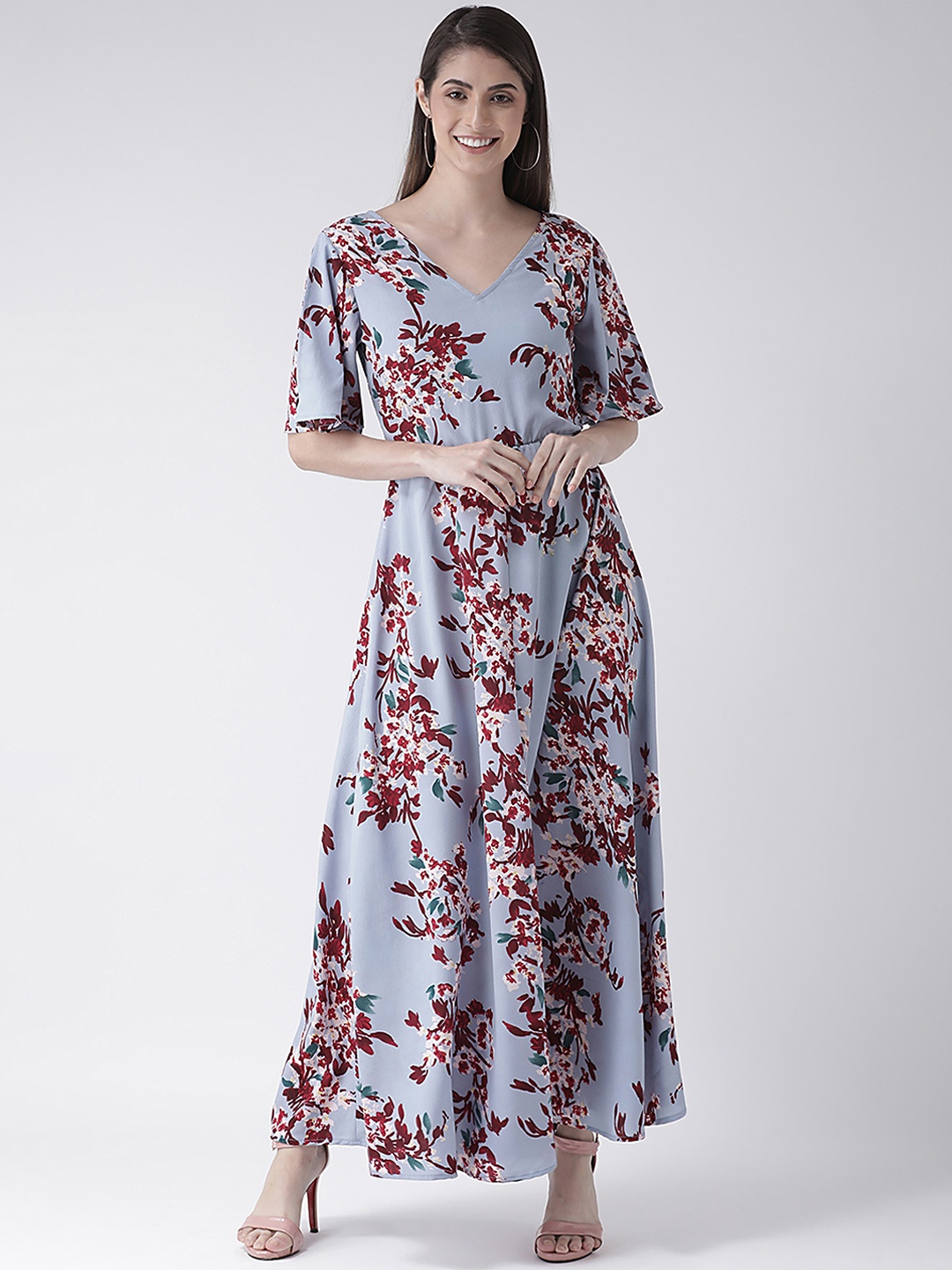 

The Vanca Women Floral Print Blue Maxi Dress