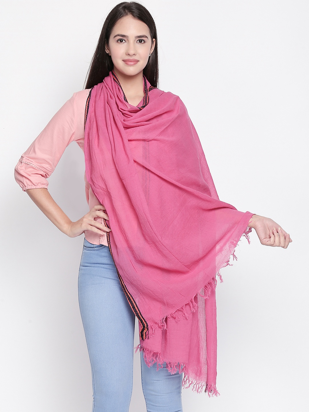 

Style Quotient Women Pink Solid Scarf