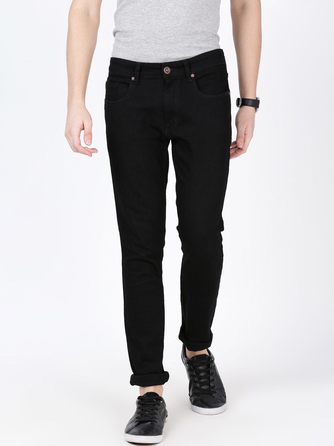 

Llak Jeans Men Black Skinny Fit Mid-Rise Clean Look Stretchable Jeans