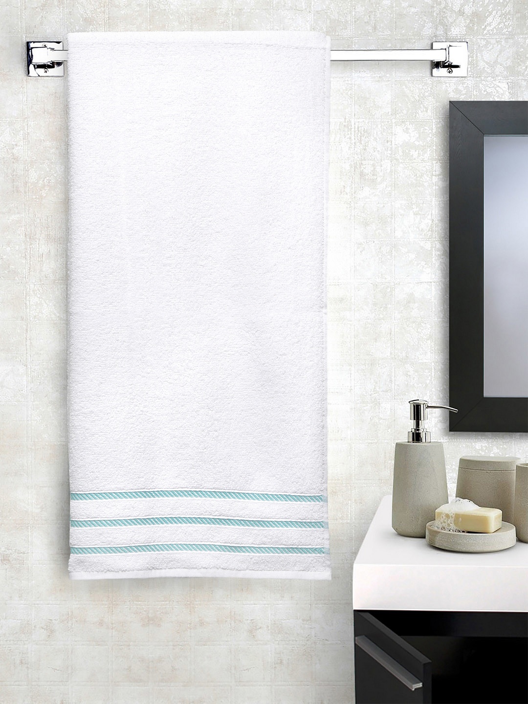 

MYTRIDENT White Solid 380 GSM Anti Microbial Bath Towels