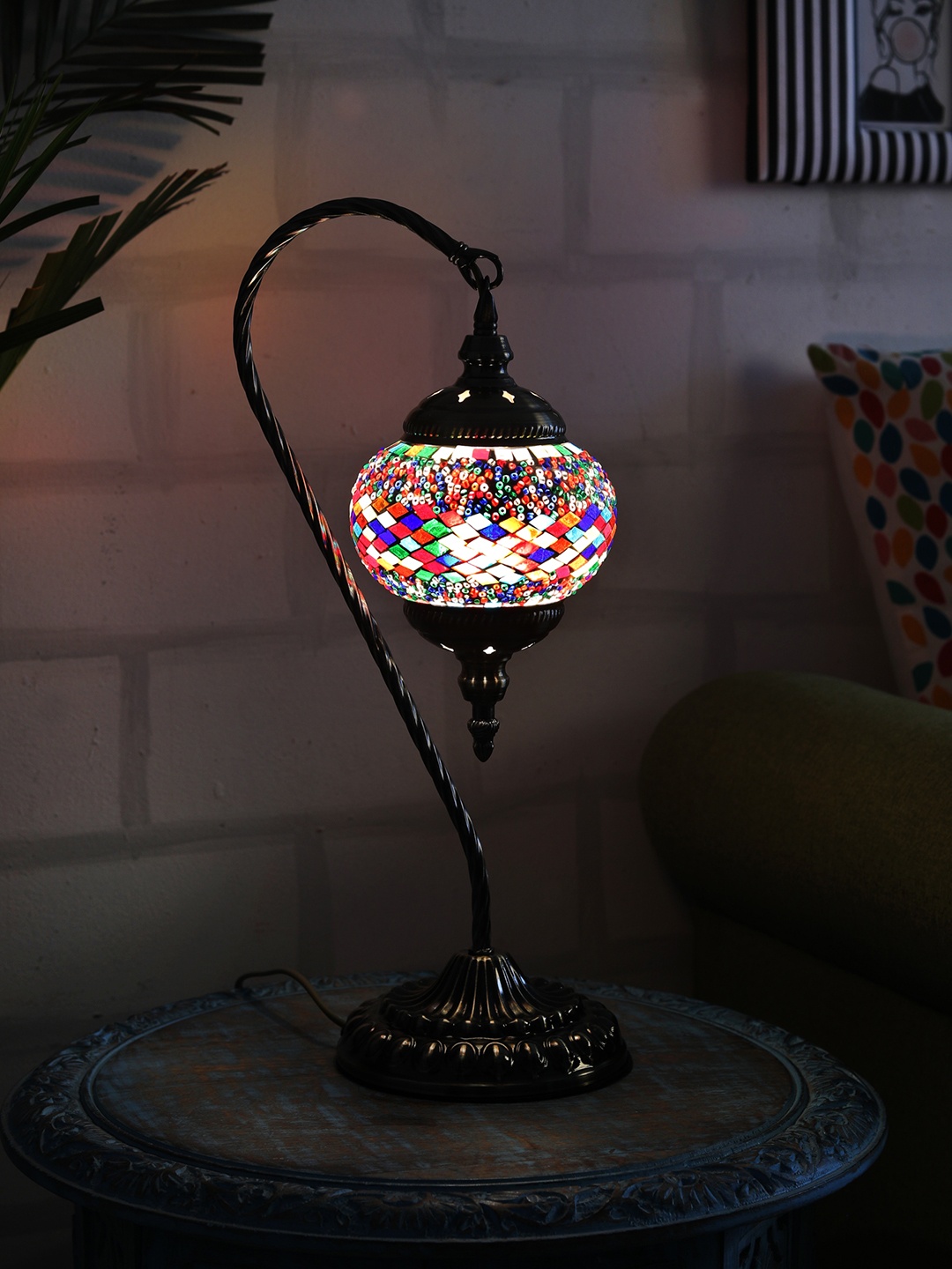 

OddCroft Multicoloured Textured Berkin Turkish Table Lamp, Multi