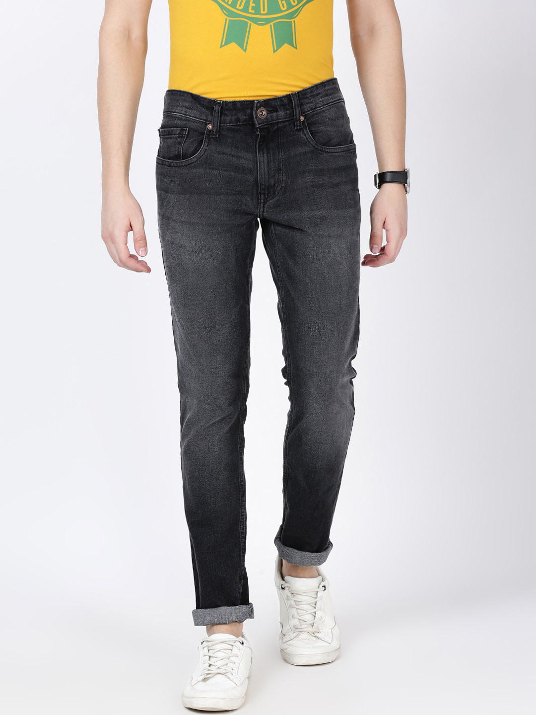 

Llak Jeans Men Grey Skinny Fit Mid-Rise Clean Look Jeans