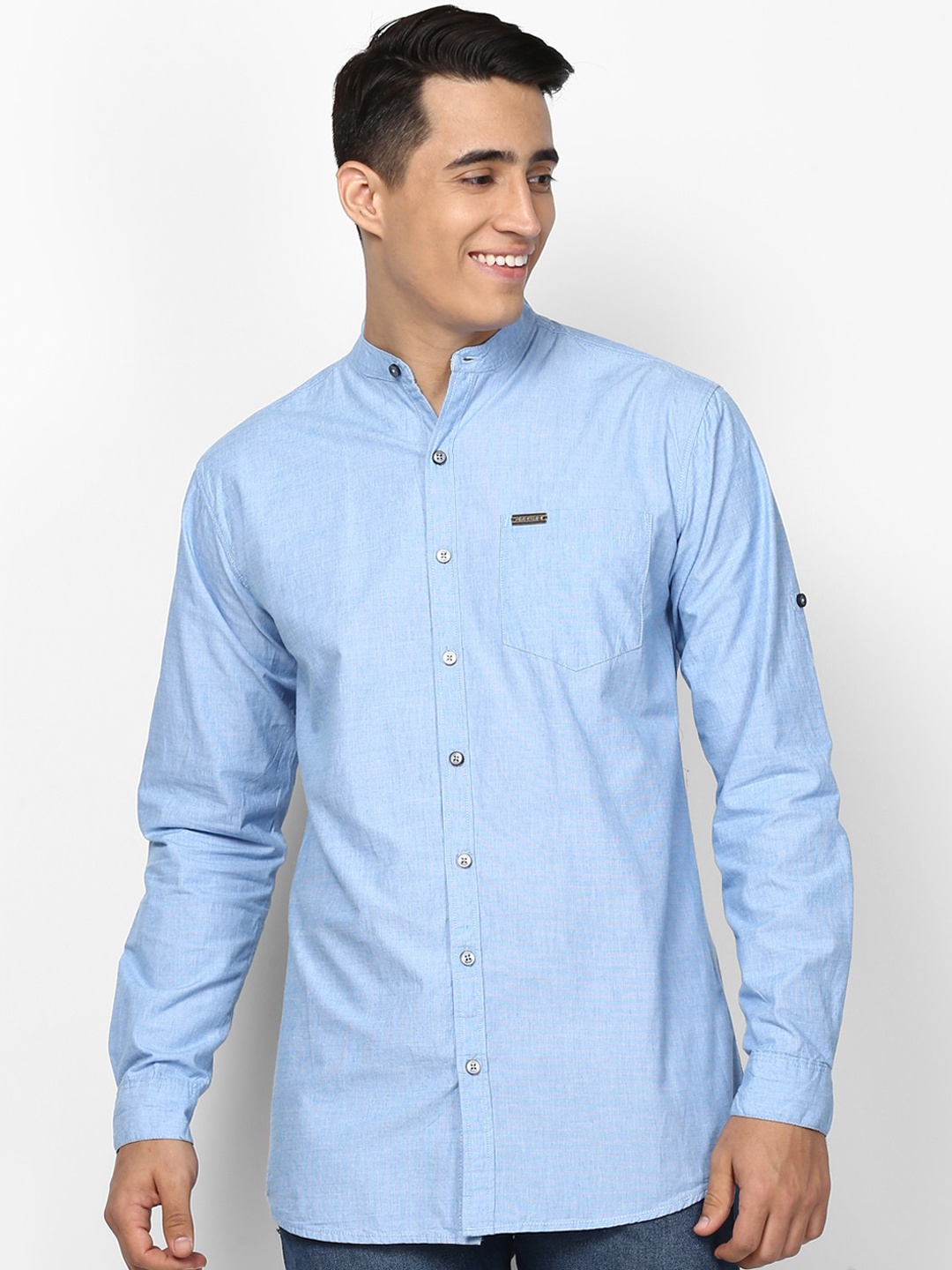 

Urbano Fashion Men Blue Slim Fit Solid Casual Shirt