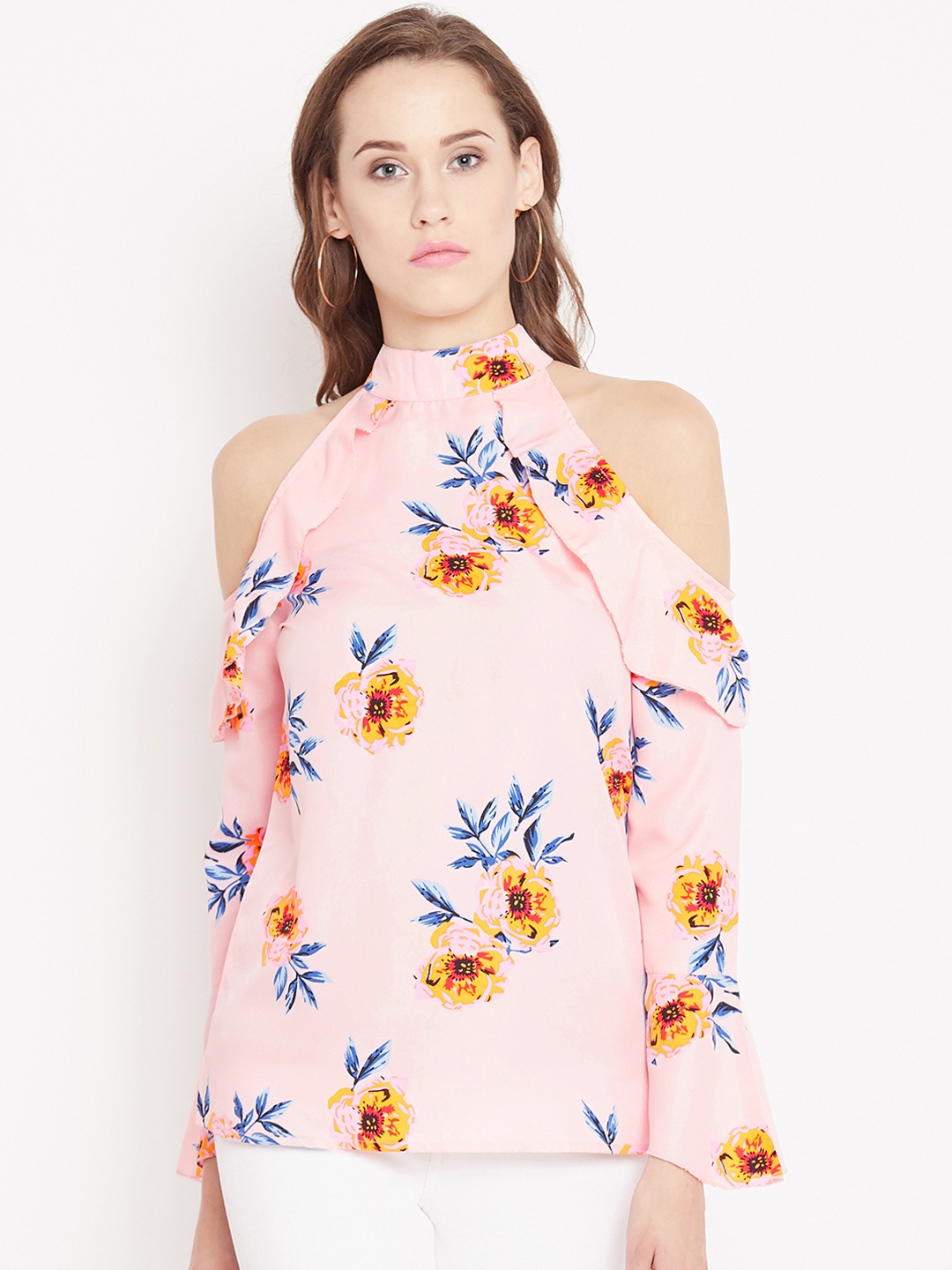 

PANIT Women Peach-Coloured Floral Printed Top
