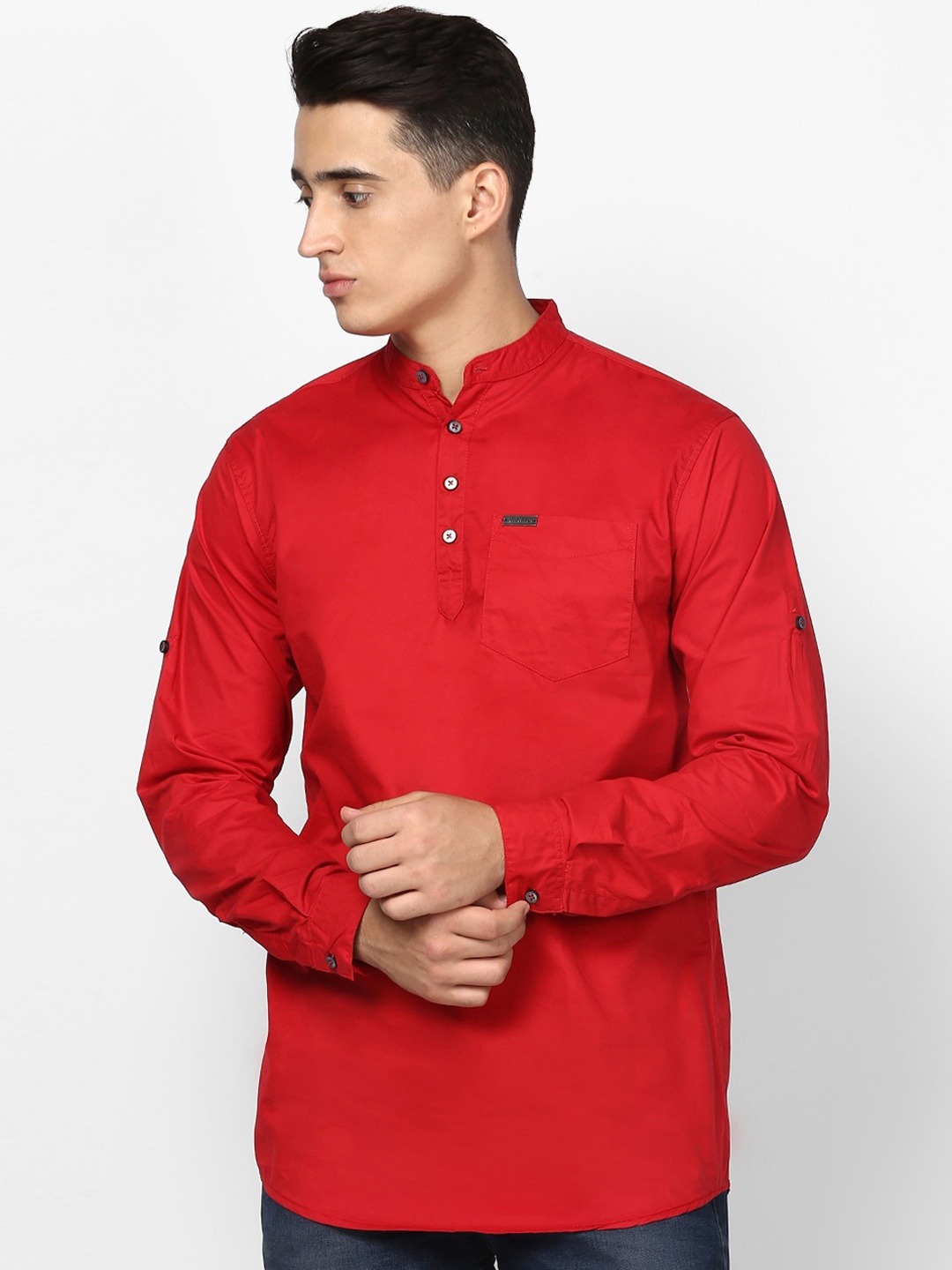 Urbano Fashion Men Red Slim Fit Solid Casual Shirt