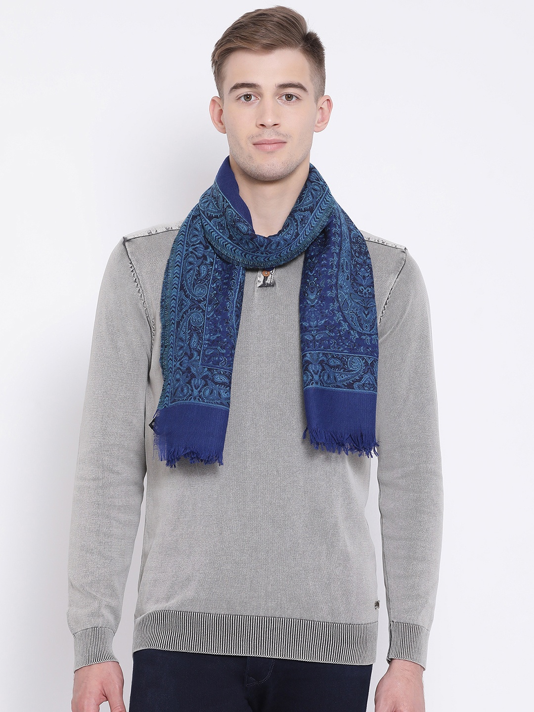 

SHINGORA Men Blue Printed Muffler