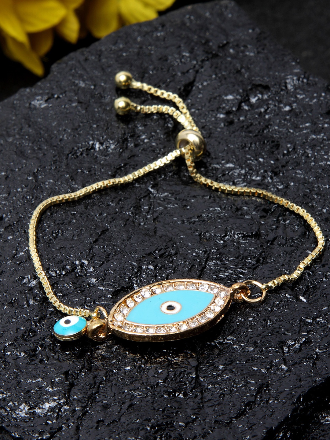 Ferosh Women Gold-Toned & Blue Crystal Warparound Bracelet