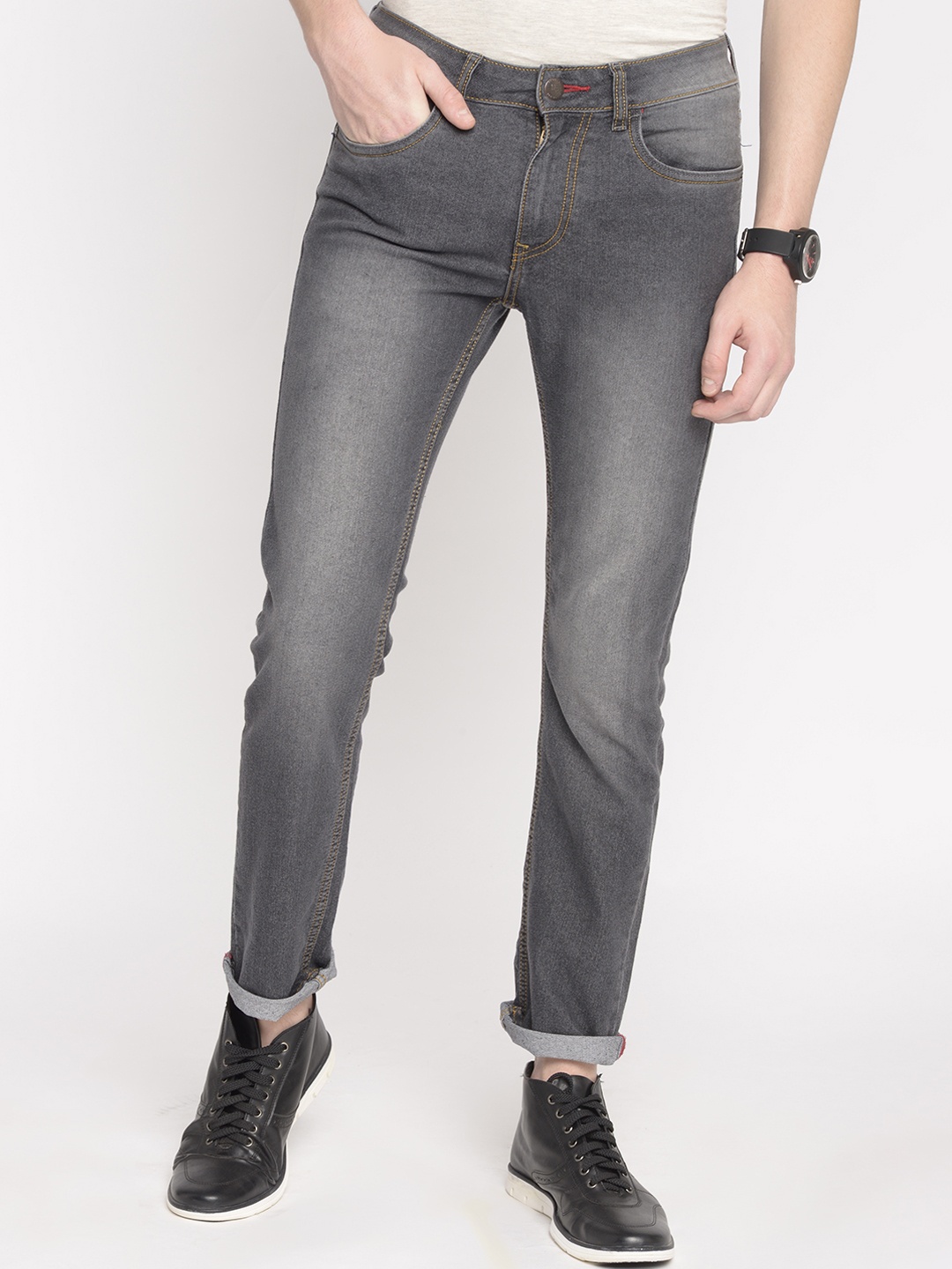 

Newport Men Grey Slim Fit Mid-Rise Clean Look Stretchable Jeans