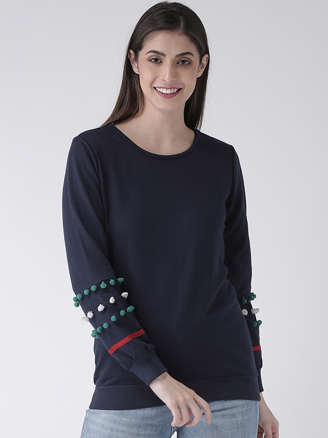 

The Vanca Women Navy Blue Solid Sweatshirt