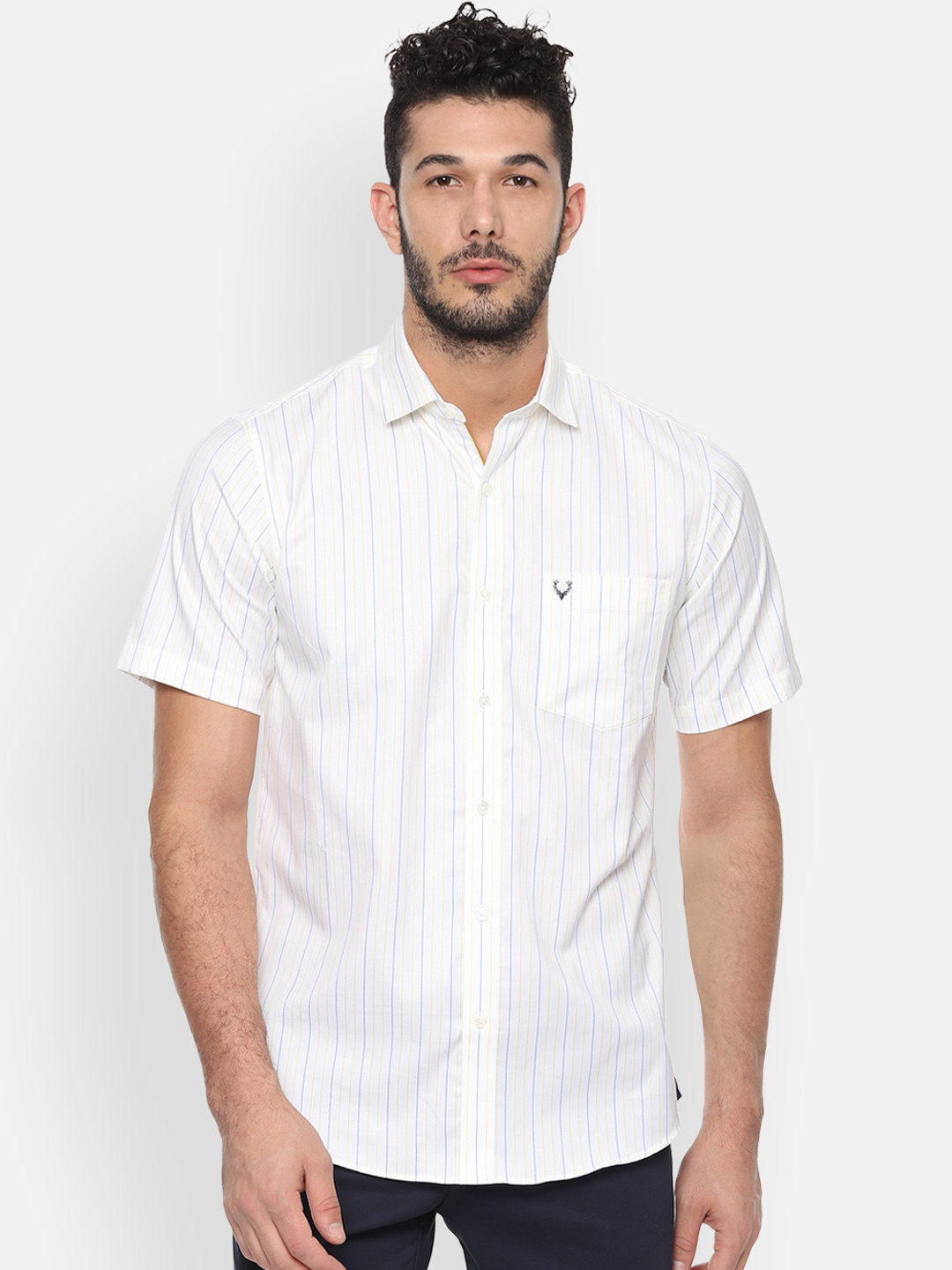 

Allen Solly Men White Slim Fit Striped Casual Shirt