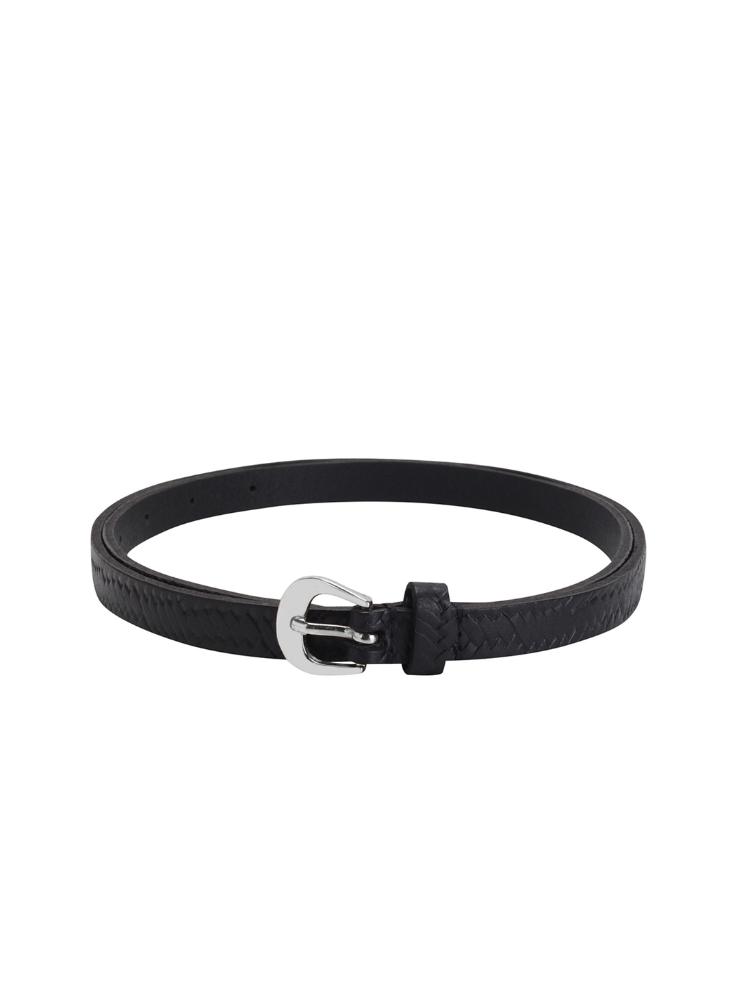 Aditi Wasan Women Black Woven Design Leather Belt