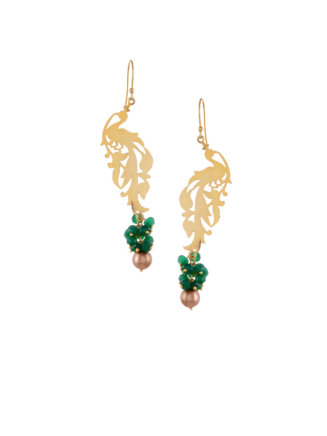 

Silvermerc Designs Gold-Plated Handcrafted Sterling Silver Onyx Studded Drop Earrings, Green
