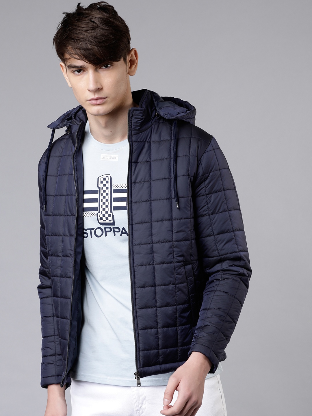 

HIGHLANDER Men Navy Blue Solid Padded Jacket
