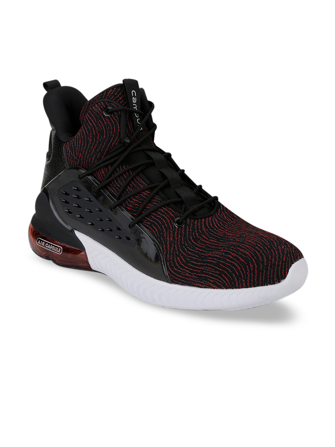 

Campus Men Red & Black Mesh High-Top Running Shoes
