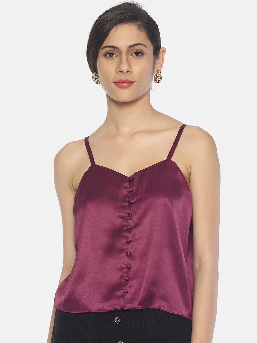 

AARA Women Maroon Solid Top