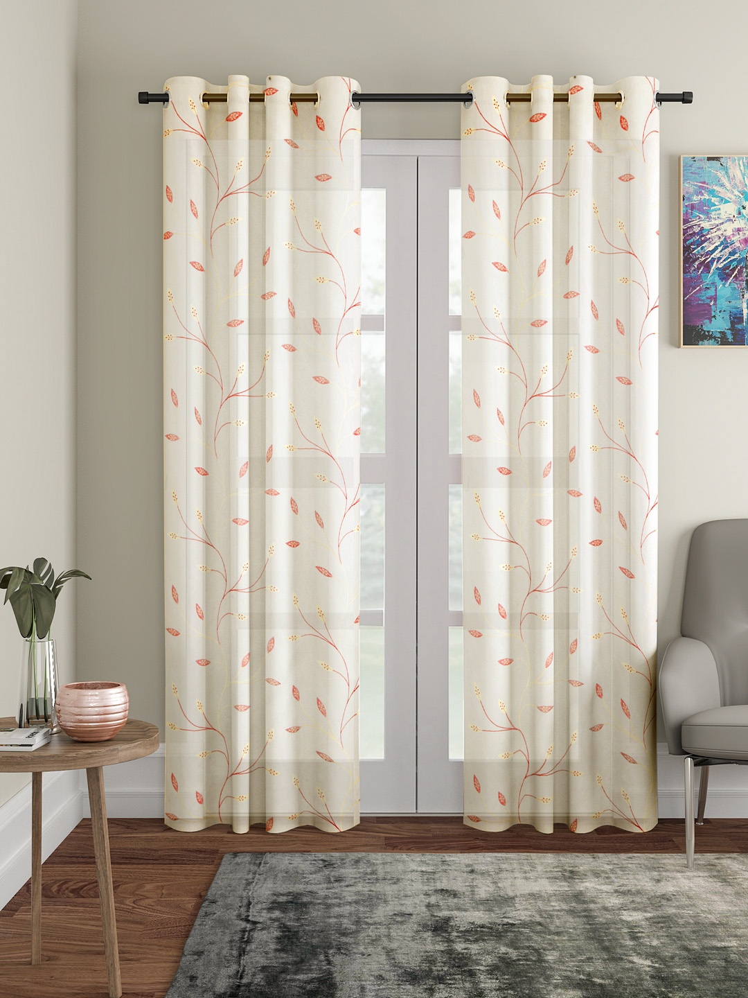 

Cortina Off-White & Cream-Coloured Set of 2 Long Door Curtains